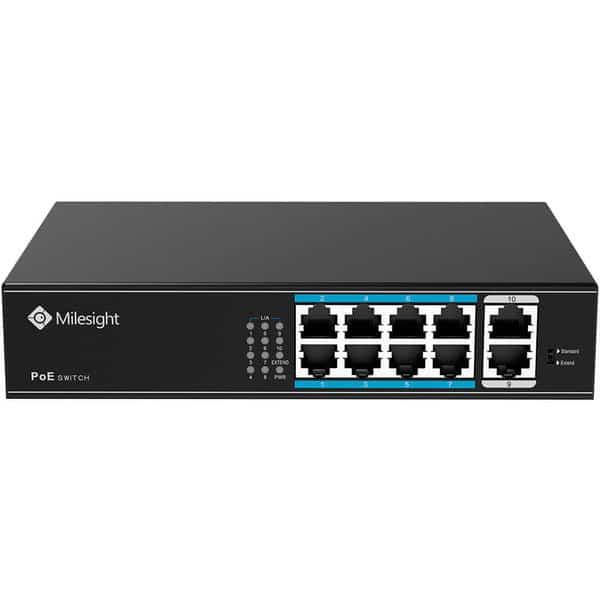 Switch PoE, 8 puertos PoE RJ45 10/100Mbps, 2 puertos uplink 100Mbps