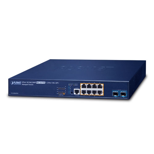 L3 8-Port 10/100/1000T 802.3at PoE + 2-Port 10G SFP+ Managed Switch (120W PoE Budget, 200m Extend mode, ERPS Ring, ONVIF, CloudViewer app, MQTT, Cybersecurity features, Hardware Layer 3 RIPv1/v2, OSPFv2/v3 dynamic routing, supports1G, 2.5G SFP and 10G SFP+)