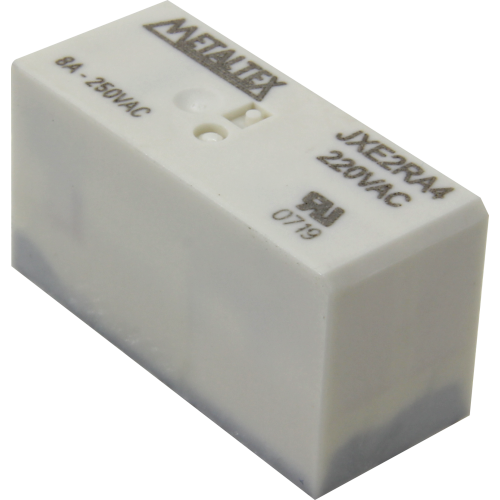 Relé miniatura de potencia, 1 contacto reversible, bobina 24VCA, capacidad de 16A, terminales para CI