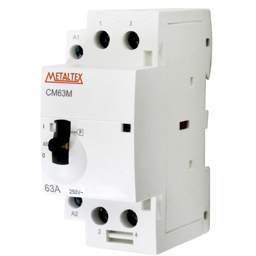 Contactor modular bipolar 63A Bobina 230VCA Contactos 2NA Operación manual