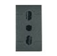 MOD.ENCHUFE BIVALENTE ALVEOLOS PROTEGIDOS 2P+T 10A /16A 220- 250V AC GRIS OSCURO