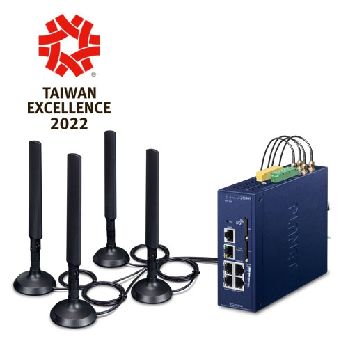 Industrial 5G NR Cellular Gateway with 5-Port 10/100/1000T (Sub-6 5G NR Global Band, compatible with 4G LTE, 2 SIM Card Slots, 2 DI/DO, Dual DC 9~54V, -40~75 degrees C, Dual-WAN Failover and Load Balancing, High Availability, SSL VPN and robust hybrid VPN (IPSec/GRE/PPTP/L2TP), SPI Firewall, DoS Attack Prevention, Cyber Security, IPv6, SNMP, PLANET Easy-DDNS,  AP Controller, Captive Portal, RADIUS)