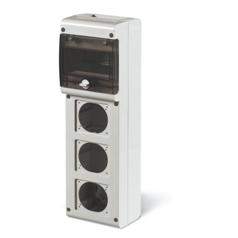 CUADRO DE DISTR. BLOCK3, 6 DIN 3 BASES 1 PARA 16-32A 84X106/70X87mm Y 2 PARA 16A 70X87mm, DIMENSION 440X136X105mm