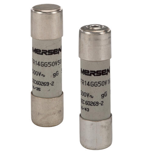 Fusible 10A; 14X51 mm; 500VAC máx; curva gG; con percutor 