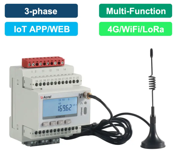 Medidor de energía inteligente inalámbrico trifásico LoraWAN