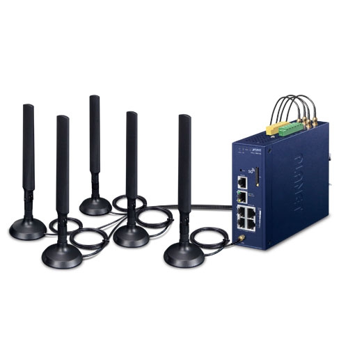 IP30 Industrial IoT LoRaWAN + 5G NR Cellular Gateway  with 5-Port 10/100/1000T - EU868 MHz. (Supports The Things Network & AWS network server, Sub-6 5G NR Global Band, compatible with 4G LTE, 1 SIM Card Slot, Modbus RS485 bridge LoRaWAN, Modbus TCP, 2 DI/DO, -40~75 degrees C, Dual-WAN Failover and Load Balancing, SSL VPN and robust hybrid VPN (IPSec/GRE/PPTP/L2TP), SPI Firewall, Cyber Security, IPv6, SNMP, PLANET Easy-DDNS, RADIUS, MQTT)