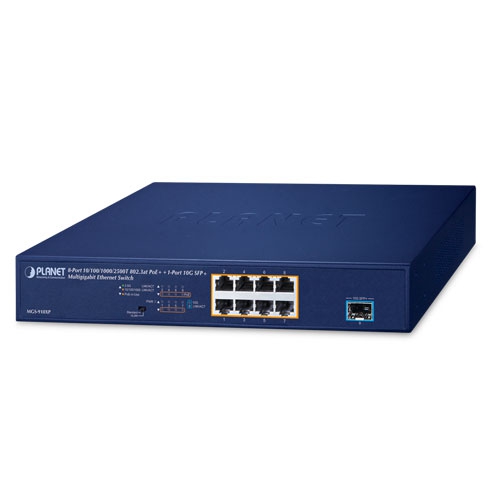 8-Port 10/100/1000/2500T 802.3at PoE + 1-Port 10G SFP+ Multigigabit Ethernet Switch (120 Watts PoE Budget, Standard/VLAN mode, desktop size with rackmount kit)