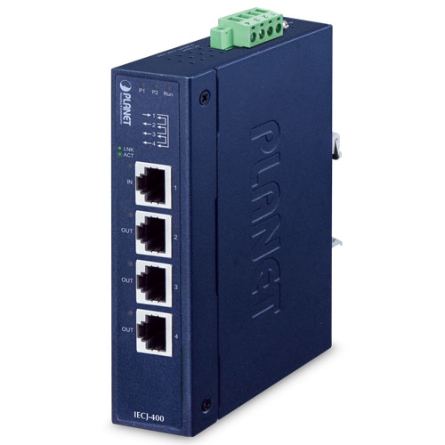 Industrial 4-Port EtherCAT Junction Slave (-40~75 degrees C, dual 9~48V DC, 1 x 100TX RJ45 IN, 3 x 100TX RJ45 OUT,  BECKHOFF EtherCAT conformance test tool verified)