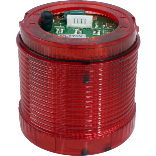 Lente color rojo con led, 12-24VCC, Luz continua e intermitente, IP65 