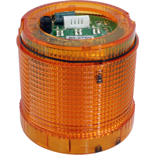 Lente color amarillo con led, 12-24VCC, Luz continua e intermitente, IP65  