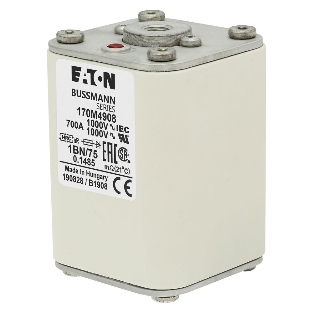 Fusible Ultrarápido 700 A, AC 1000 V, size 1, 53 x 53 x 75 mm, aR, IEC, 