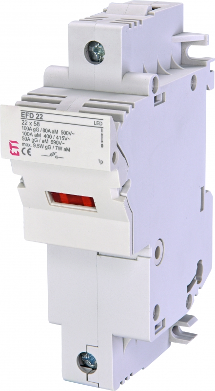 Portafusible 22x58 ETI EFD,  1 polo, con indicador LED
