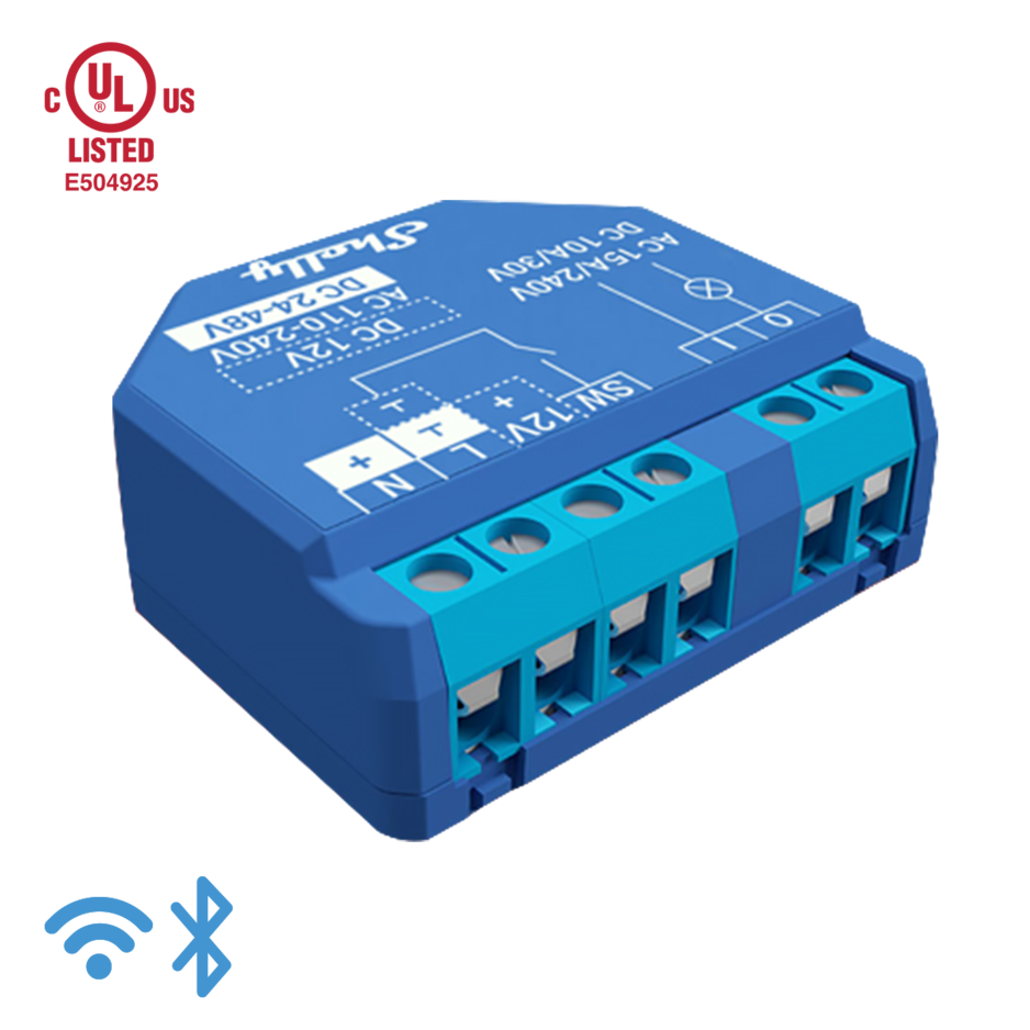 Relé inteligente operado por WiFi certificado por UL, 1 canal 15A con contactos secos