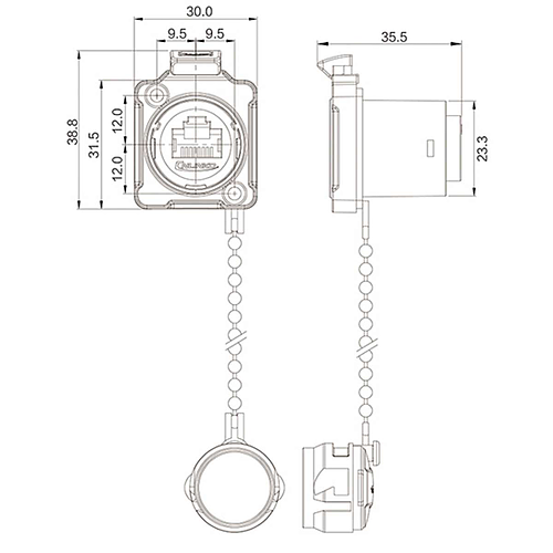 Conector Serie BD-24 RJ45 Socket Soldar CNLINKO