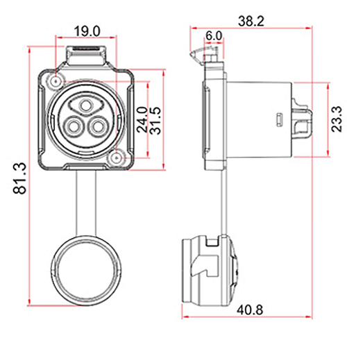 Conector Serie BD-24 Hembra 3 Pines Socket Soldar CNLINKO