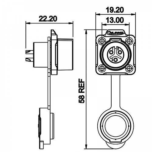 Conector Serie LP-12 Hembra 3 Pines Socket Soldar CNLINKO