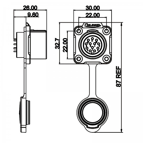 Conector Serie LP-20 Hembra 12 Pines Socket Soldar CNLINKO