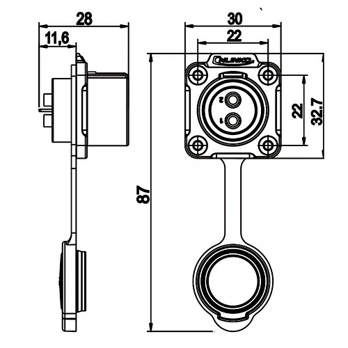 Conector Serie LP-20 Hembra 2 Pines Socket Soldar CNLINKO