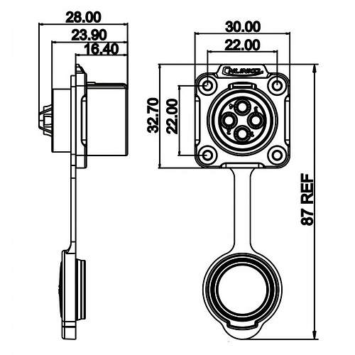Conector Serie LP-20 Hembra 4 Pines Socket Soldar CNLINKO