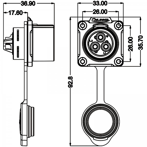 Conector Serie LP-24 Hembra 3 Pines Socket Soldar CNLINKO