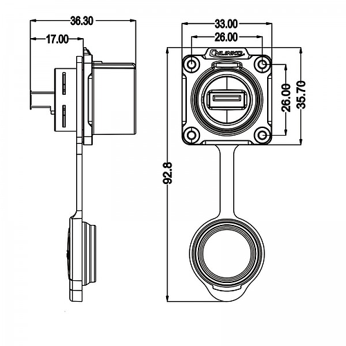 Conector Serie LP-24 USB Socket Soldar CNLINKO