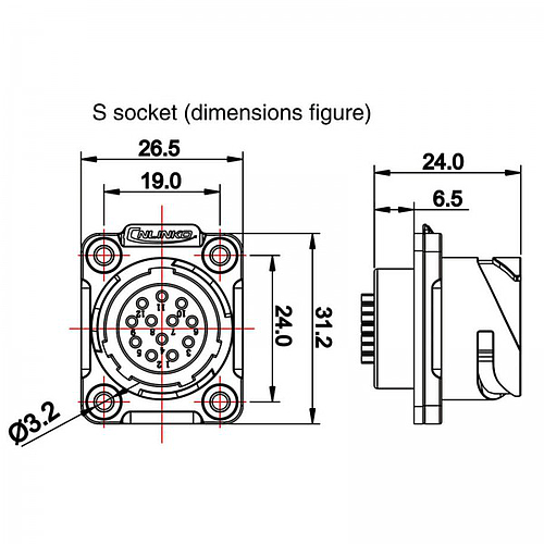 Conector Serie YM-20 Hembra 4 Pines Socket Soldar CNLINKO