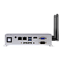 Intel Pentium N4200 Quad Core CPU, 2 DDR3L memory, 2 USB3.0,  2 USB2.0, 1 RS-232/422/485 , 1 RS-232, 2 GbE, Line out, 1 VGA, 1 HDMI, DC 9~36V, Phoenix Connector, DIN Rail  