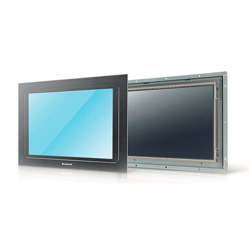 12" 4:3 (1024 x 768) 450 nits, IP54 front panel, 5-wire Resistive touch screen, USB & RS-232 interface, 1 x VGA, DC 12~24V, phoenix connector