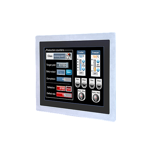 17" 4:3 (1280 x 1024), 350 nits, Stainless Steel 316 IP65 front panel, with Projected capacitive touch screen, USB interface,1 VGA, USB interface, DC 12~24V, Phoenix Connector