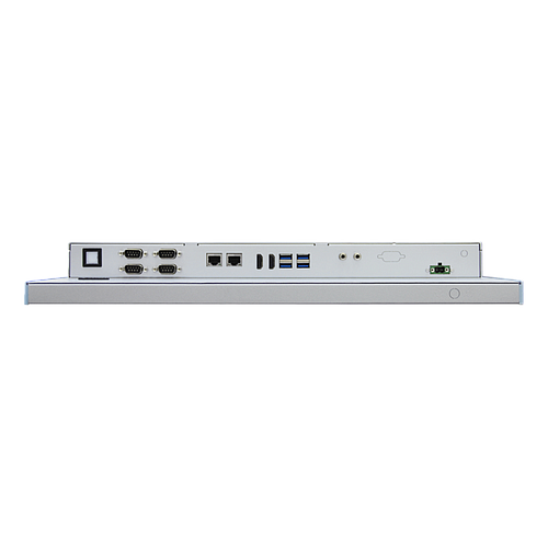 21.5" 16:9 (1920 x 1080), 250nits, Fanless Panel PC with Intel Core i5-4300U CPU, Projected Capacitive Touch, 4 USB 3.0, 2 RS-232, 2 RS-232/422/485, 8-bit DIO, Line out, Mic in, 2 GbE, 2 HDMI, DC 9-36 V, Phoenix Connector
