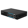 Switch PoE, 8 puertos PoE RJ45 10/100Mbps, 2 puertos uplink 1000Mbps