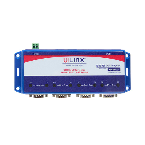 Isolated USB 4-Port to RS-232 Converter (USB cable included)