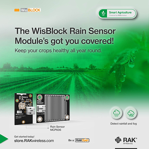 Sensor de lluvia Microchip MCP606 RAK12005+RAK12030