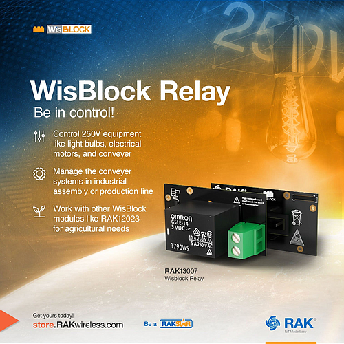 Módulo Relé Wisblock 250VAC 5A/10A Omron G5LE-14 DC3 RAK13007