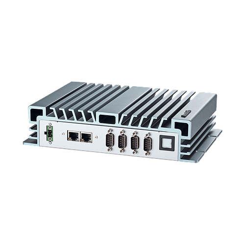 Intel Core i5-4300U 1.9GHz  Dual Core CPU, 1 x DDR3 memory,  4 x USB3.0, 1 x RS-232, 2 x RS-232/422/485, 8-bit DIO, 4 x GbE, line out, mic in, 2 HDMI, DC 9~36V