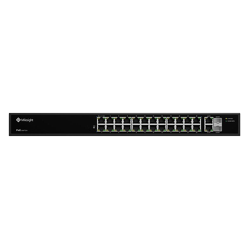 Switch PoE, 24 puertos PoE RJ45 10/100Mbps, 2 puertos uplink 1000Mbps, 2 puertos SFP 1000Mbps