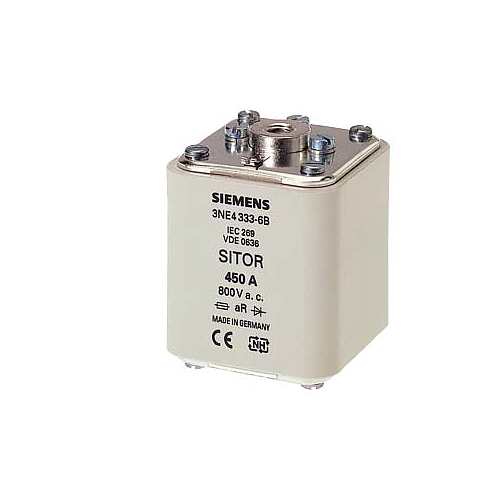 Fusible Siemens SITOR roscado, In: 710 A, aR, Un AC: 800 V, Un DC: 440 V, front indicator