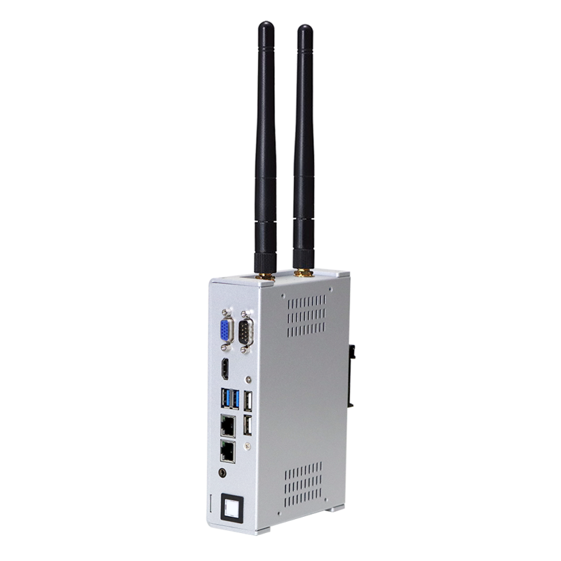 Intel Pentium N4200 Quad Core CPU, 2 DDR3L memory, 2 USB3.0,  2 USB2.0, 1 RS-232/422/485 , 1 RS-232, 2 GbE, Line out, 1 VGA, 1 HDMI, DC 9~36V, Phoenix Connector, DIN Rail  