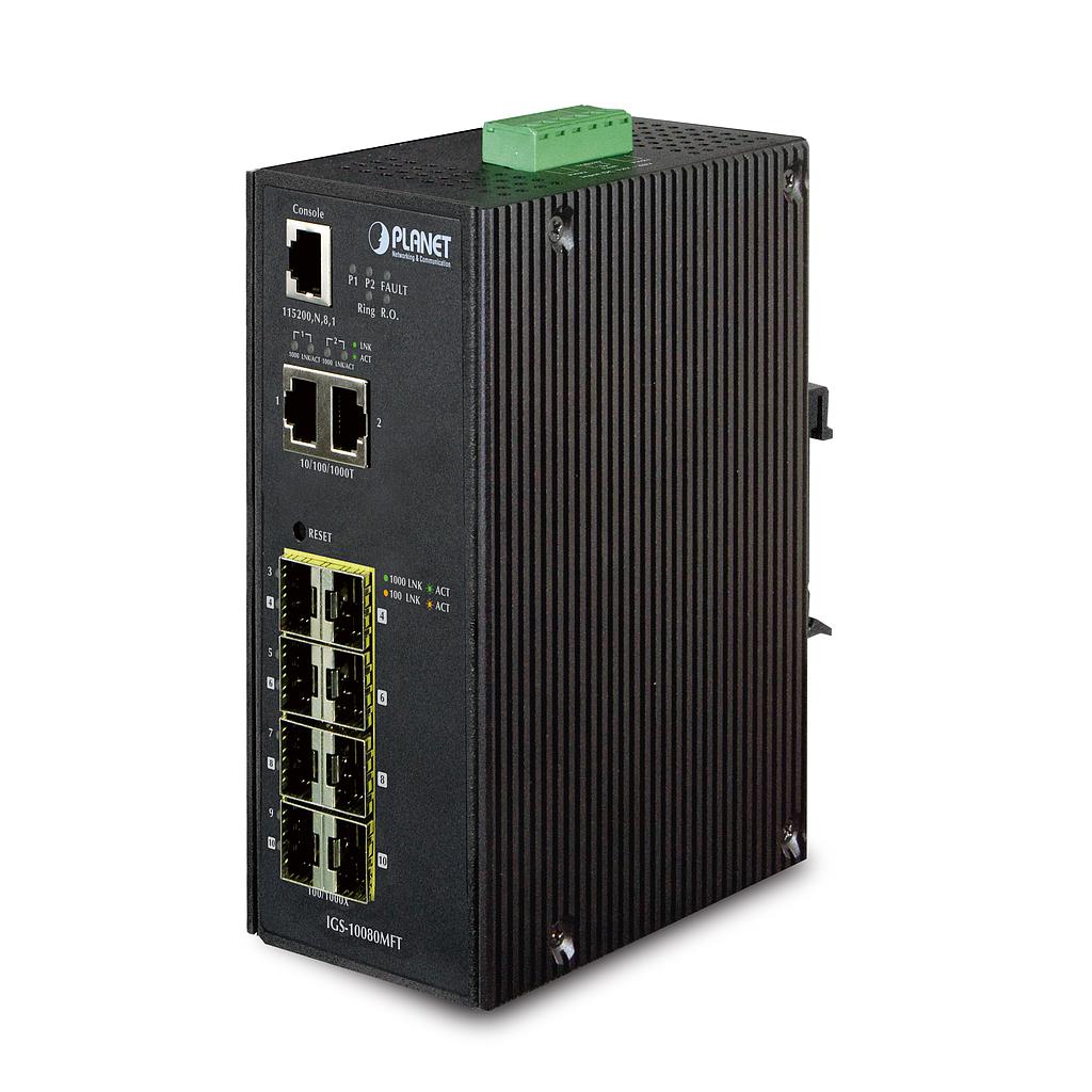 Switch Industrial 8 puertos SFP 100/1000X + 2 puertos 10/100/1000T gestionado