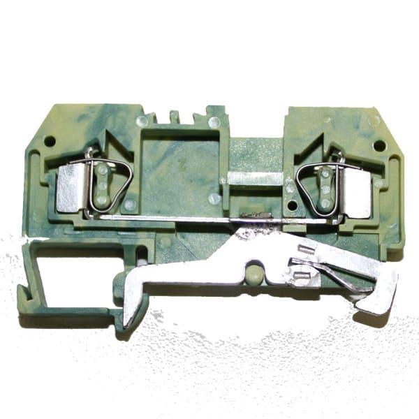 Bornera Tierra color verde-amarillo, 2.5mm2, 24-12AWG, 32A, frontal