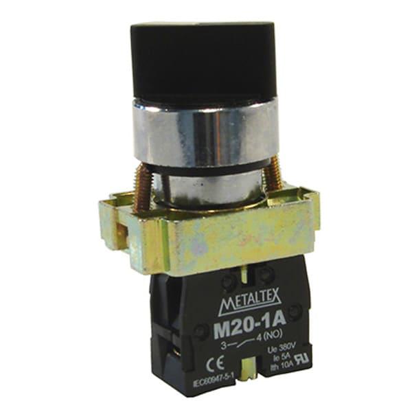 Selectora metálica knob corto 3 posiciones fijas 45G 2NA