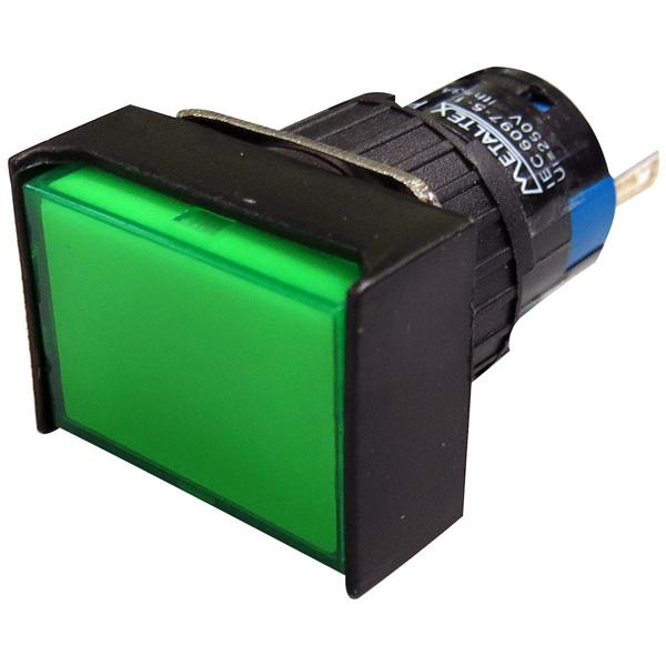 Piloto LED 16mm rectangular - 24V - verde