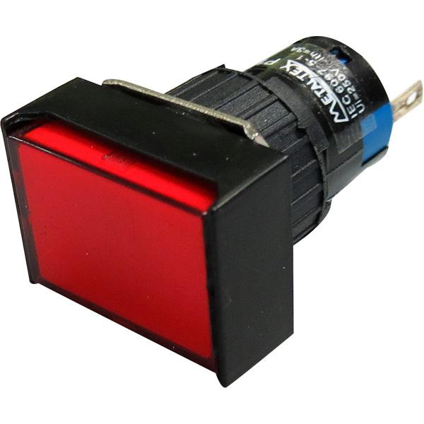 Piloto LED 16mm rectangular - 12V - rojo