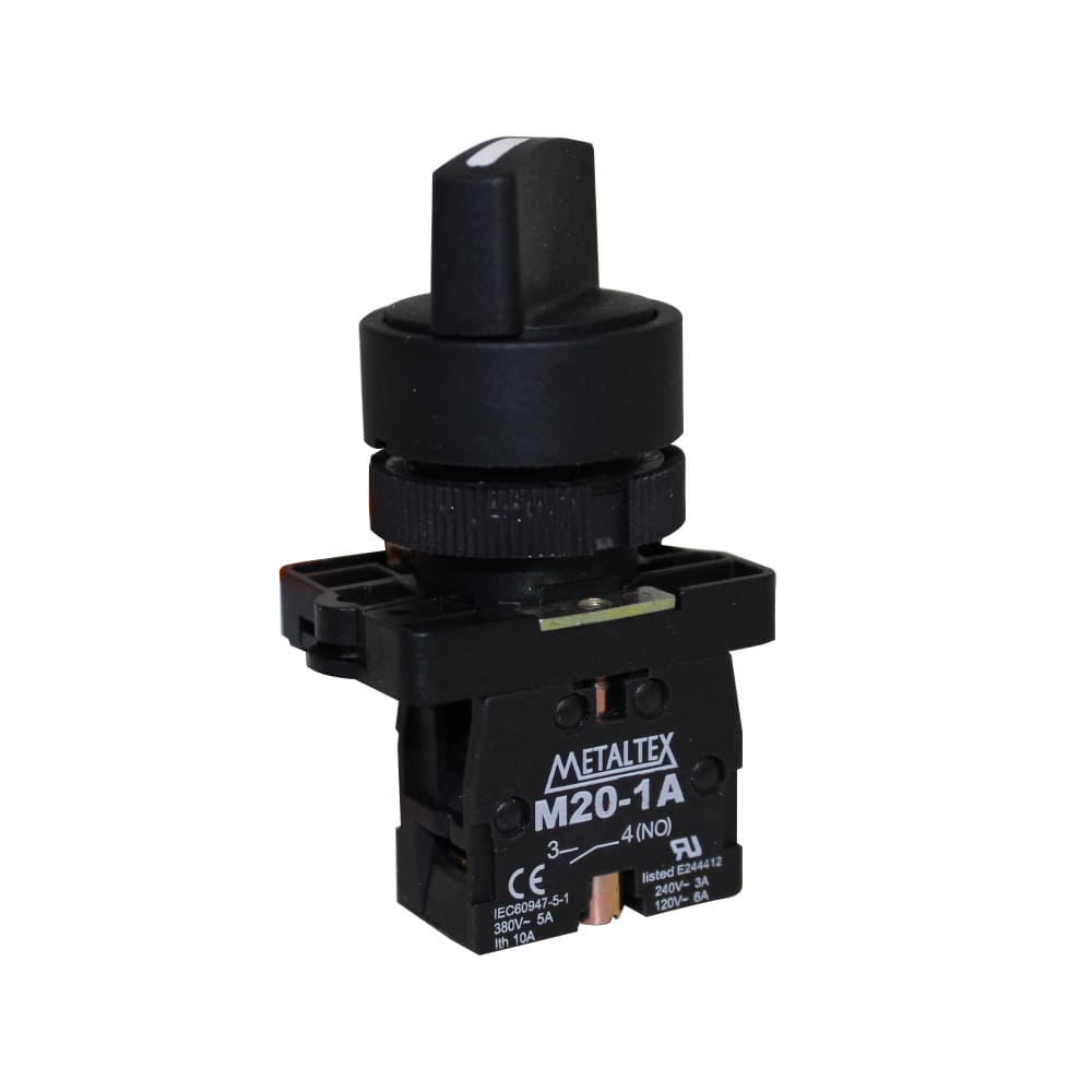 Selectora plástica knob corto 2 posiciones con retorno 90G - 1NA