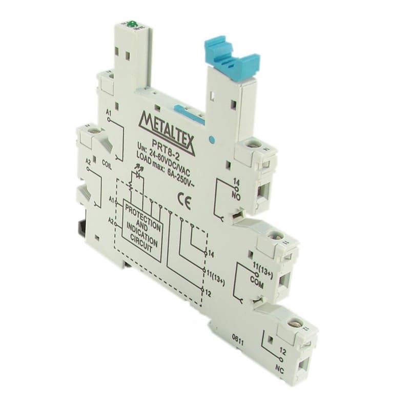 Zócalo para Relé JZ, rango de tensión 12~24 VCC/VCA, Riel DIN