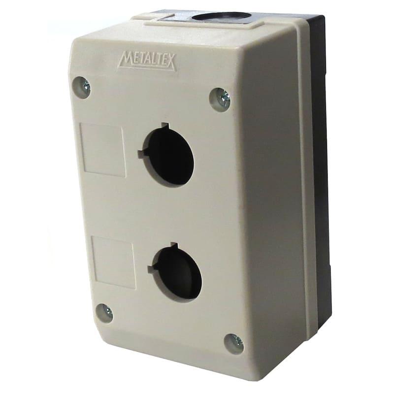 Caja plástica para Botón 22mm 2 huecos color gris