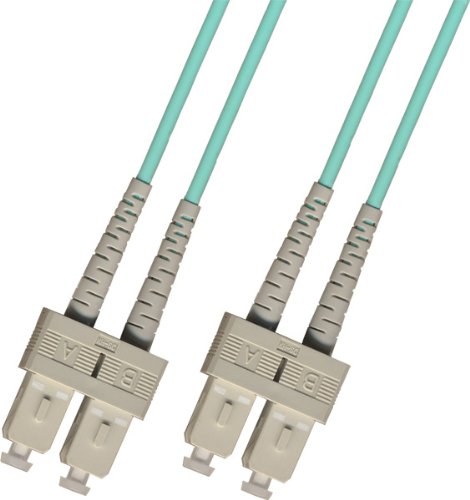 SC/UPC-SC/UPC Duplex OM3 50/125 Fiber Patch Cable, 2.0mm Riser Aqua Jacket, 5M
