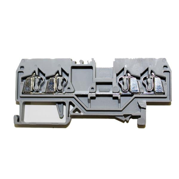 Bornera pasaje resorte 2,5mm² frontal 4 vias gris