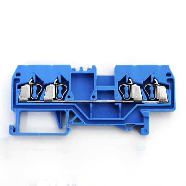 Bornera pasaje resorte 2,5mm² frontal 4 vias azul