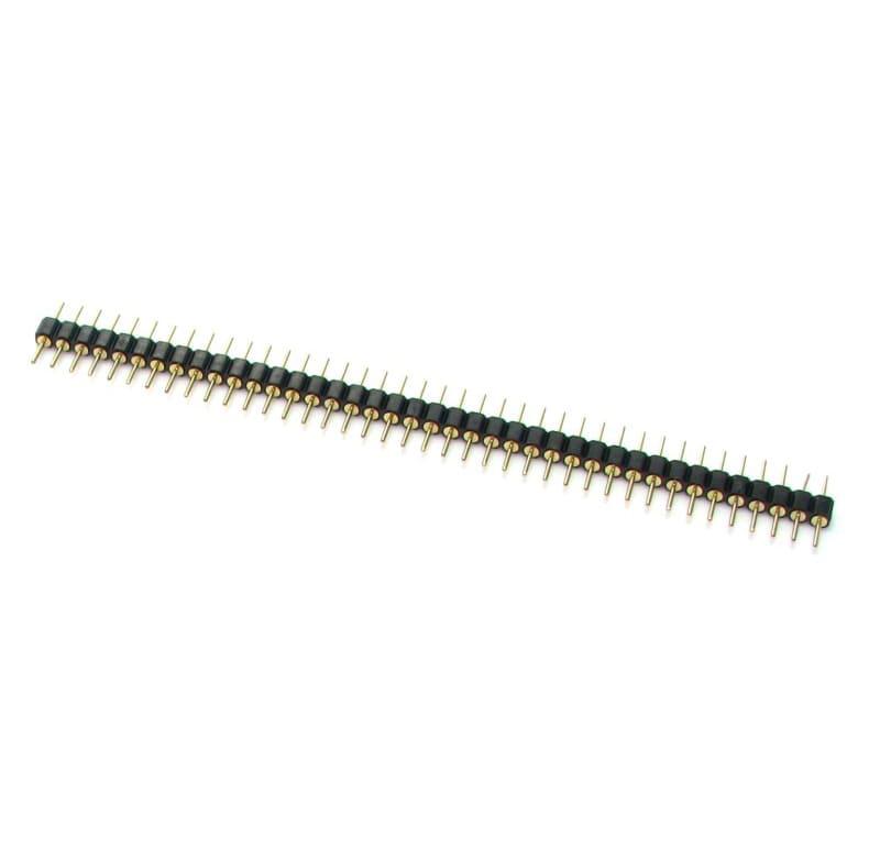 Pin Header torneado 5 pines dorada, paso de 2,54mm, longitud de 12,1mm